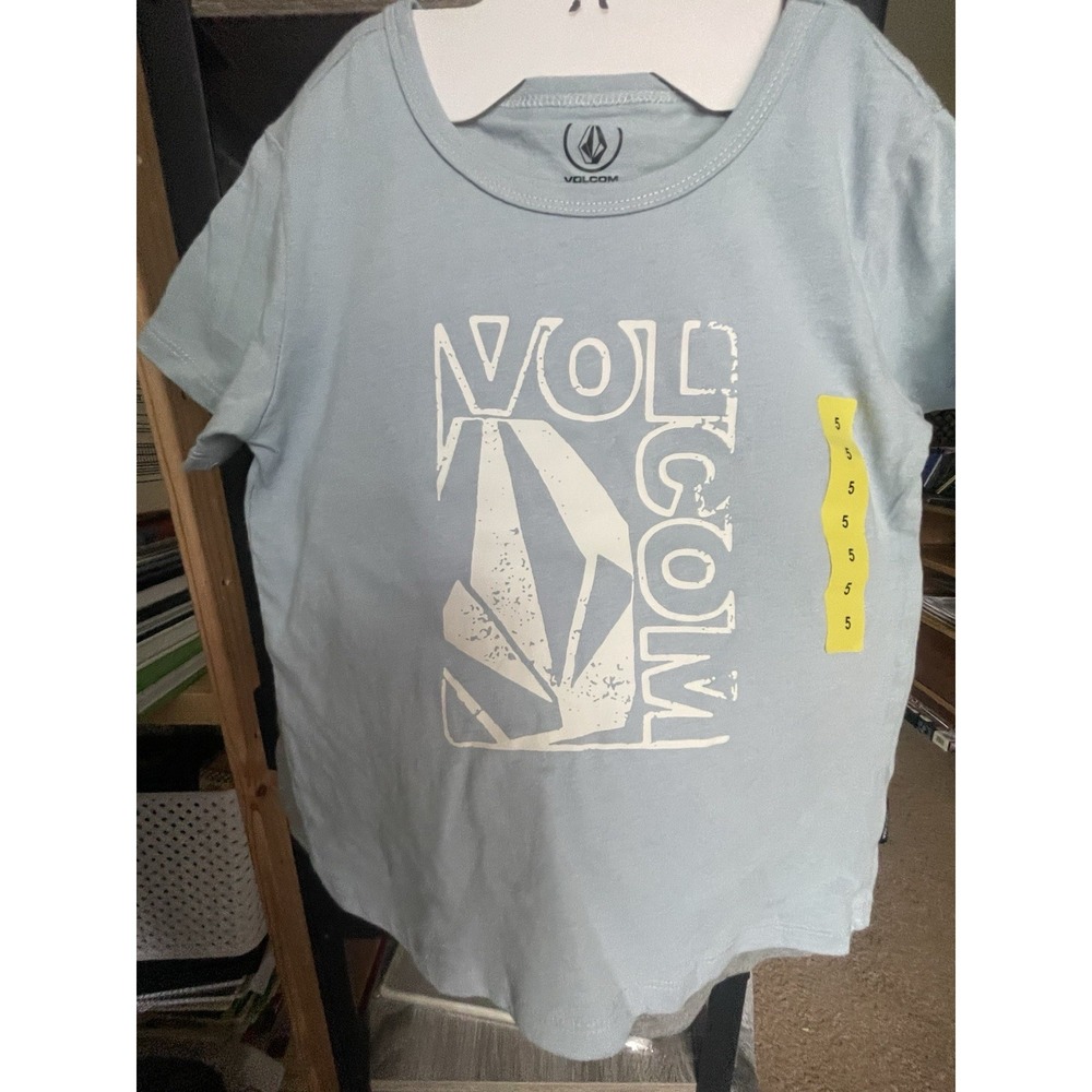 NWT 2pc Volcom Light Blue Logo Shirt Gray Shorts Set sz 5